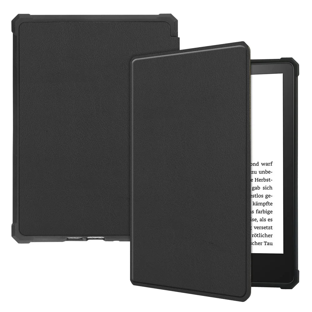For Amazon Kindle Paperwhite 5 (2021) 6.8-inch Drop-Resistant PU Leather + TPU Protective Case Auto Wake/Sleep Case - Black - 1