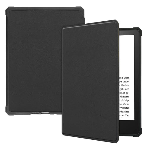 For Amazon Kindle Paperwhite 5 (2021) 6.8-inch Drop-Resistant PU Leather + TPU Protective Case Auto Wake/Sleep Case - Black - 1