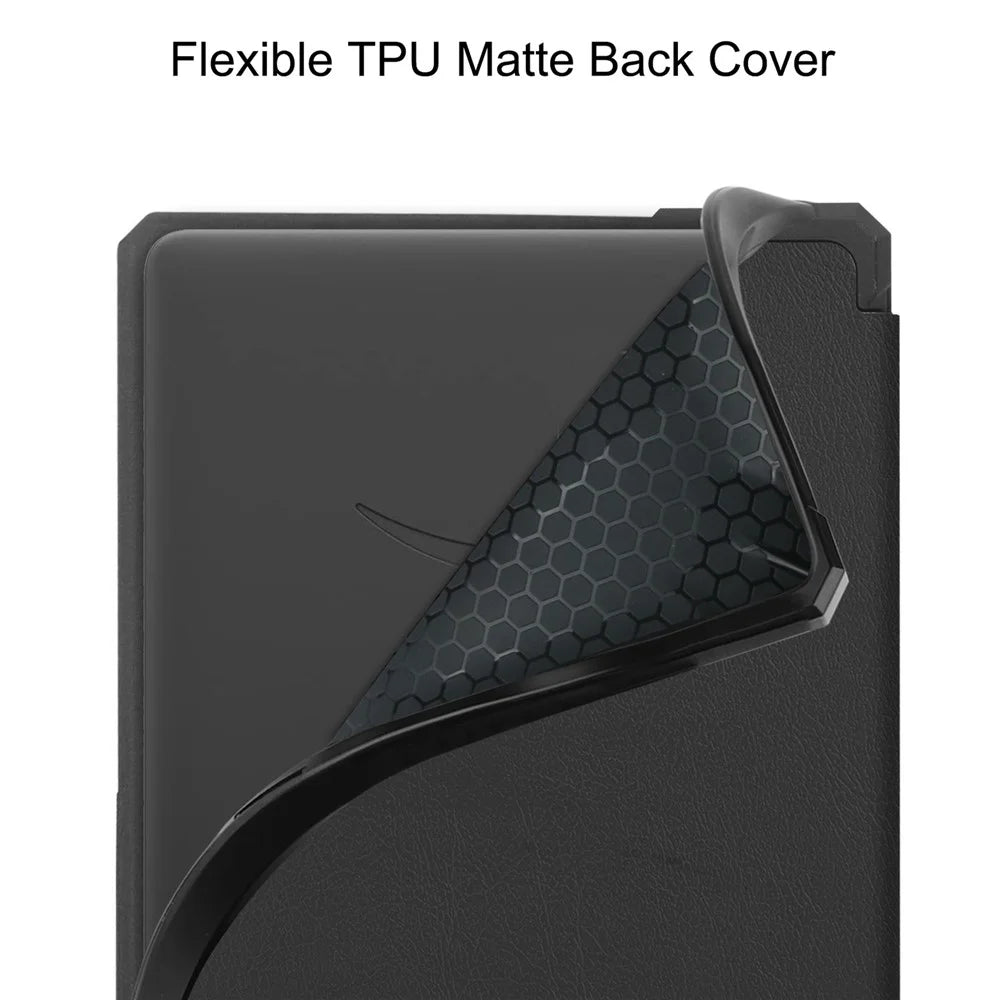 For Amazon Kindle Paperwhite 5 (2021) 6.8-inch Drop-Resistant PU Leather + TPU Protective Case Auto Wake/Sleep Case - Black - 5