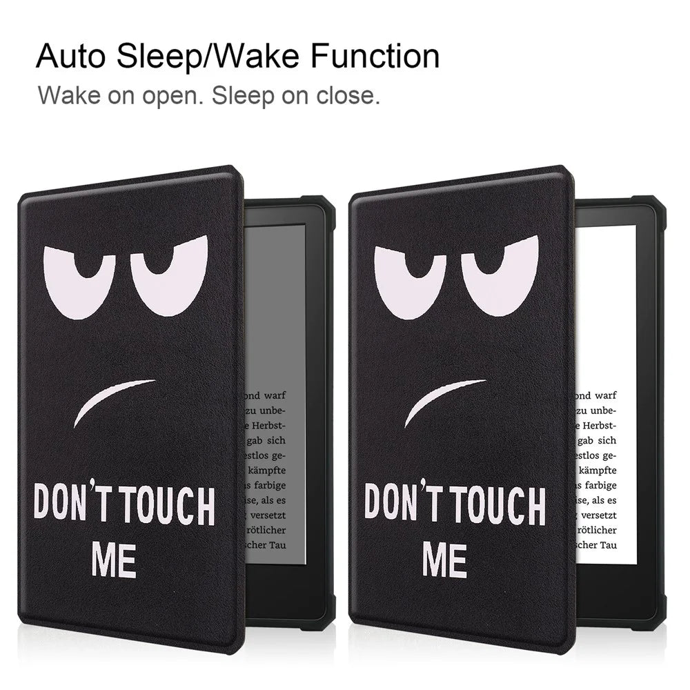 Pattern Printing PU Leather Shockproof Shell Smart Cover with Auto Wake / Sleep for Amazon Kindle Paperwhite 5 (2021) - Don't Touch Me - 5