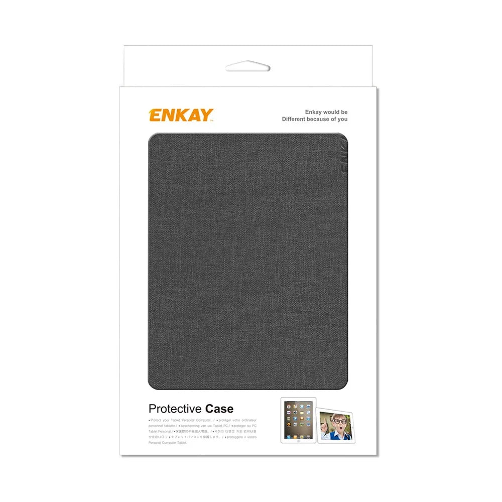 ENKAY HAT PRINCE For Amazon Kindle Paperwhite 5 (2021) Jean Cloth Texture Leather Cover with Auto Wake / Sleep - Dark Blue - 7