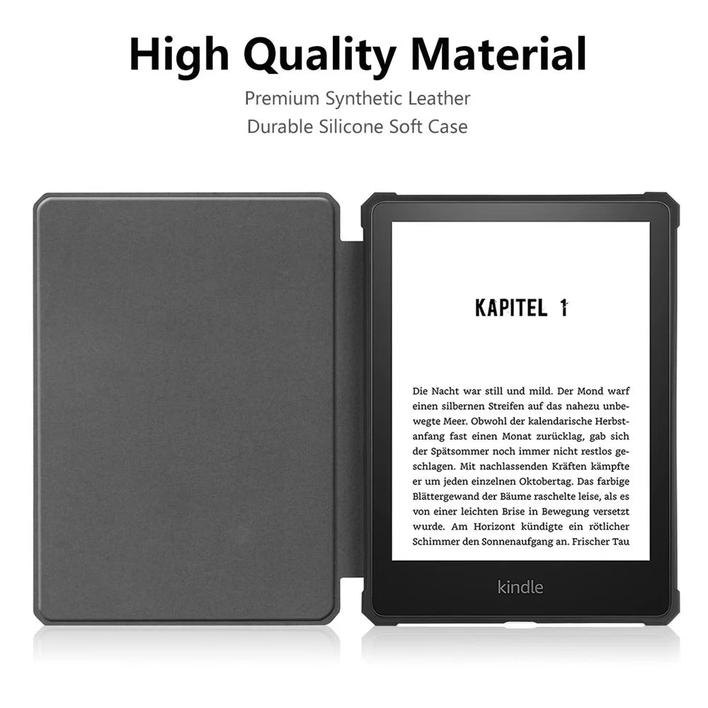 ENKAY HAT PRINCE Solid Color Auto Wake / Sleep PU Leather Protective Case Cover for Amazon Kindle Paperwhite 5 (2021) - Black - 6