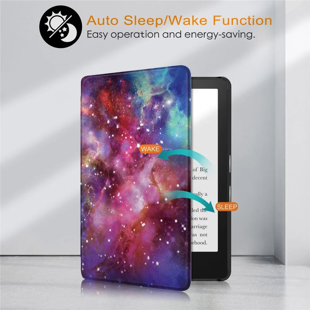 For Amazon Kindle Paperwhite 11th Gen (2021) Pattern Printing PU Leather Cover Protectice Case with Auto Wake / Sleep - Nebula - 2
