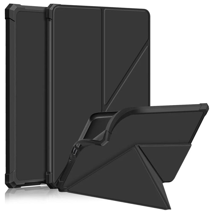 For Amazon Kindle Paperwhite (2021) Origami Dual-Angle Stand Design Smart Wake/Sleep Case Magnetic Absorbing - Black - 1