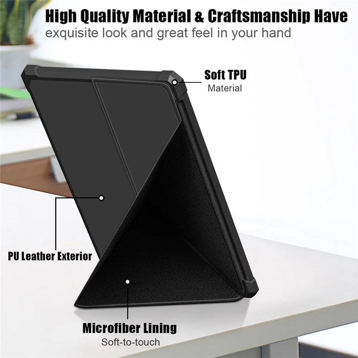 For Amazon Kindle Paperwhite (2021) Origami Dual-Angle Stand Design Smart Wake/Sleep Case Magnetic Absorbing - Black - 5