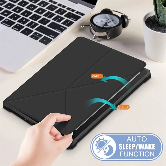 For Amazon Kindle Paperwhite (2021) Origami Dual-Angle Stand Design Smart Wake/Sleep Case Magnetic Absorbing - Black - 7