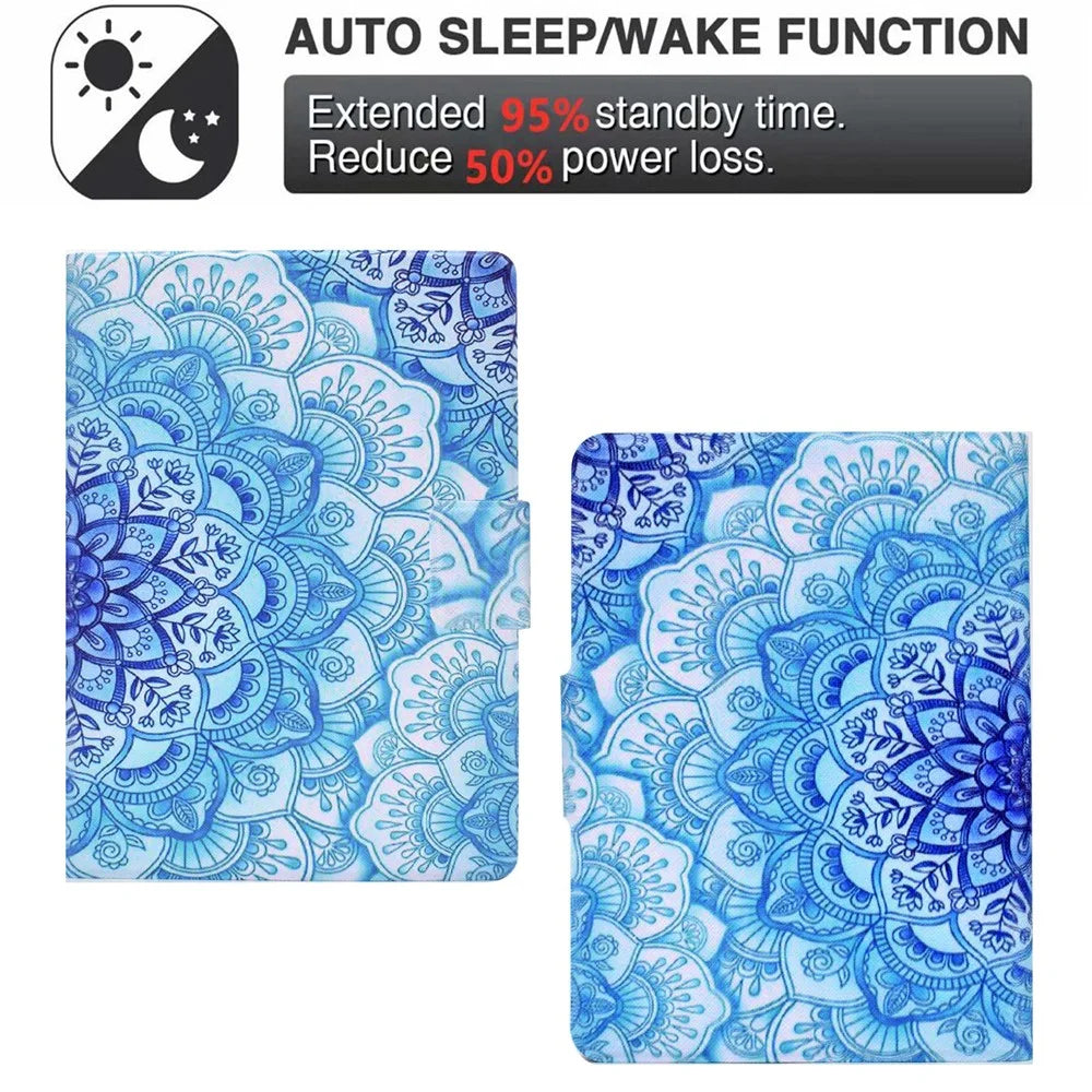 For Amazon Kindle Paperwhite 5 (2021) Fashionable Pattern Printing Tablet Leather Case Anti-scratch Card Holder Shell with Stand - Mandala Flower - 2