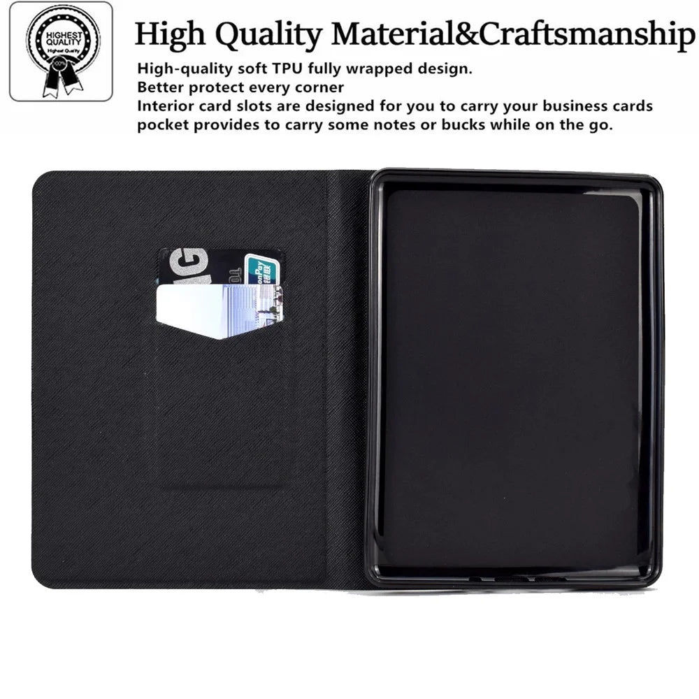 For Amazon Kindle Paperwhite 5 (2021) Fashionable Pattern Printing Tablet Leather Case Anti-scratch Card Holder Shell with Stand - Mandala Flower - 7