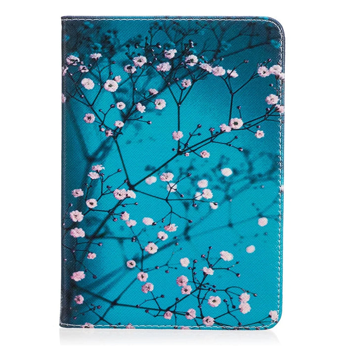 Pattern Printing Leather Wallet Tablet Cover for Amazon Kindle Paperwhite 3/2/1 - Tree with Flowers - 2