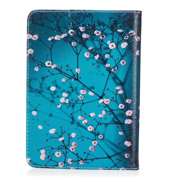 Pattern Printing Leather Wallet Tablet Cover for Amazon Kindle Paperwhite 3/2/1 - Tree with Flowers - 3