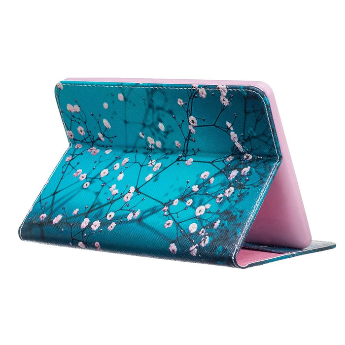 Pattern Printing Leather Wallet Tablet Cover for Amazon Kindle Paperwhite 3/2/1 - Tree with Flowers - 6