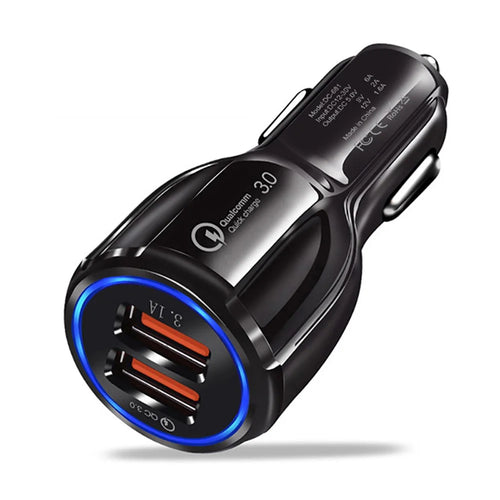 QC 3.0 Dual USB Phone Tablet Quick Charge Car Charger Adapter for AiPower Charging - Black - 1