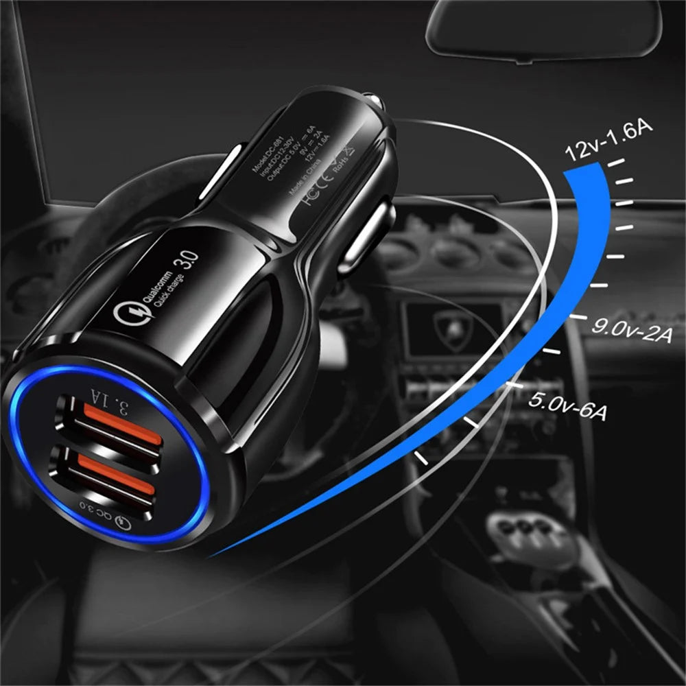 QC 3.0 Dual USB Phone Tablet Quick Charge Car Charger Adapter for AiPower Charging - Black - 4