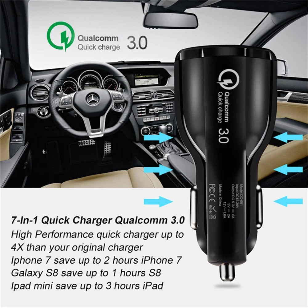 QC 3.0 Dual USB Phone Tablet Quick Charge Car Charger Adapter for AiPower Charging - Black - 6