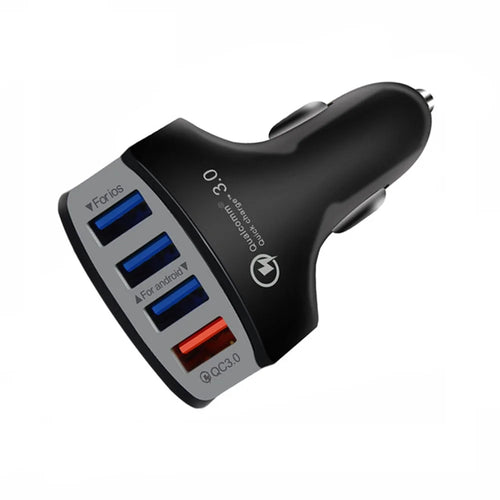 Universal 4 Ports USB QC3.0 Mobile Phone Car Charger Adapter for iPhone Samsung Huawei - 1
