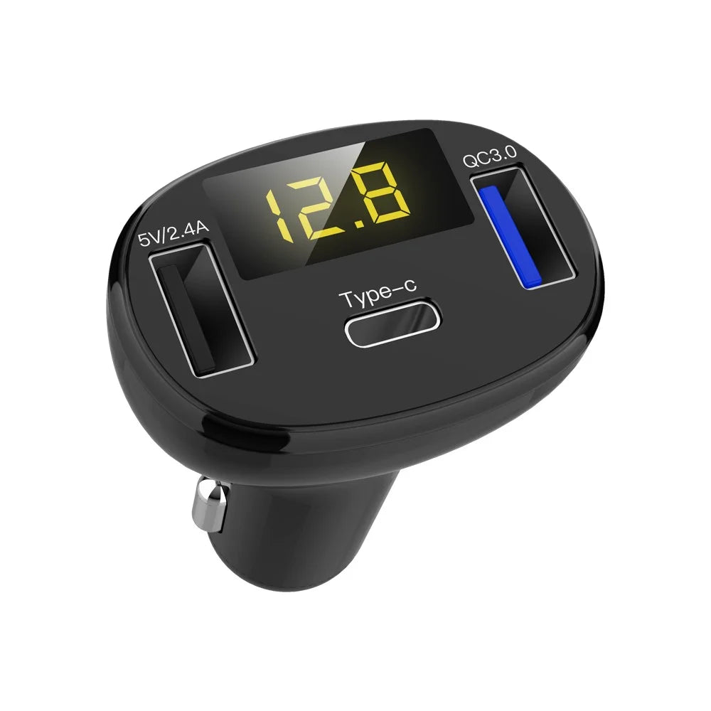 Quick Charge QC 3.0 Dual USB Type-C Car Charger with LED Display - 7