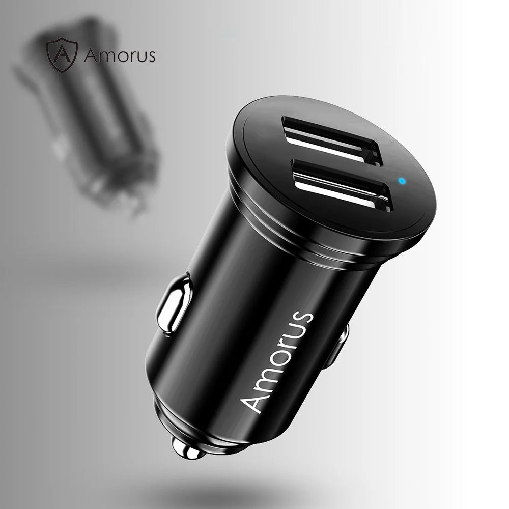AMORUS CC-56 Dual USB 3.4A Fast Charging Car Charger Adapter for iPhone / Samsung / Huawei - Black - 2
