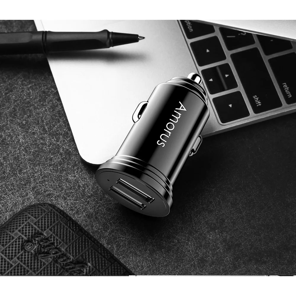 AMORUS CC-56 Dual USB 3.4A Fast Charging Car Charger Adapter for iPhone / Samsung / Huawei - Black - 4