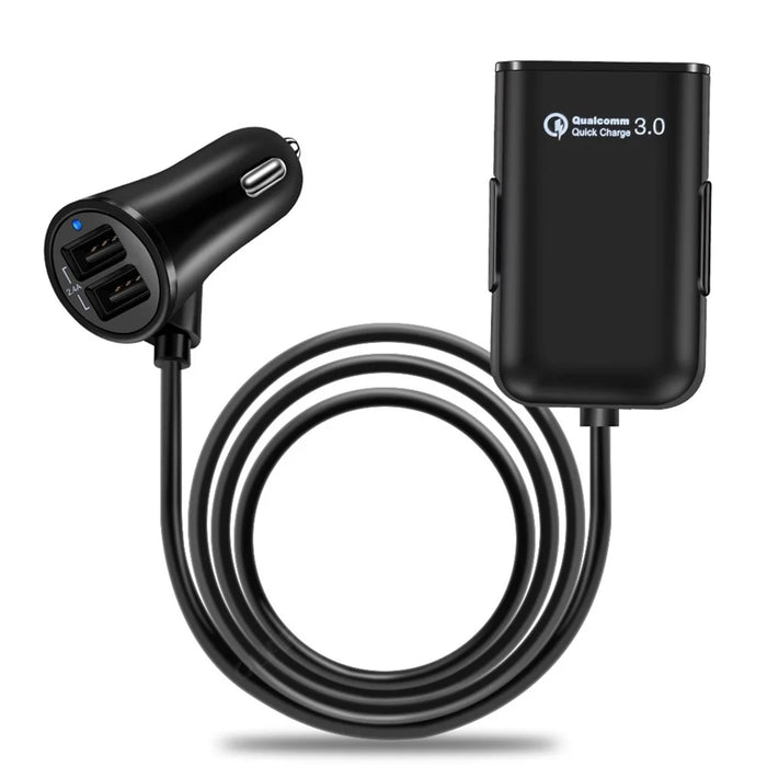 HMQ-C801 Quick Charge QC3.0 4-Port USB Front and Rear Car Charger Extending USB HUB with 1.8m Cable - 2