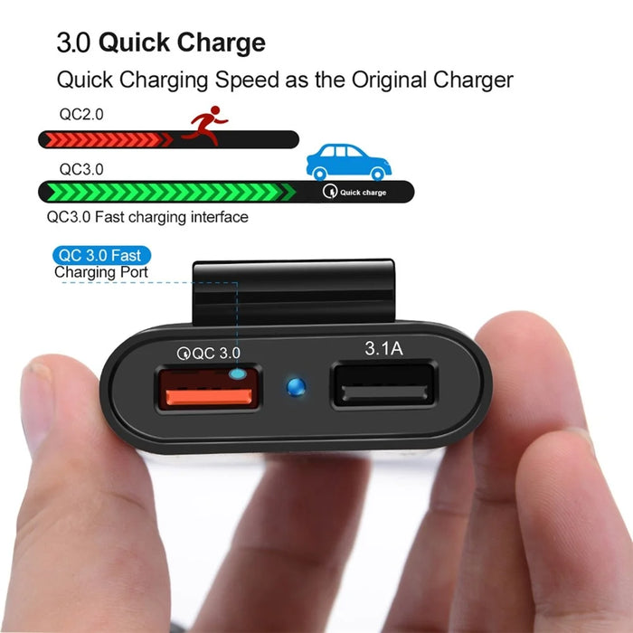 HMQ-C801 Quick Charge QC3.0 4-Port USB Front and Rear Car Charger Extending USB HUB with 1.8m Cable - 4