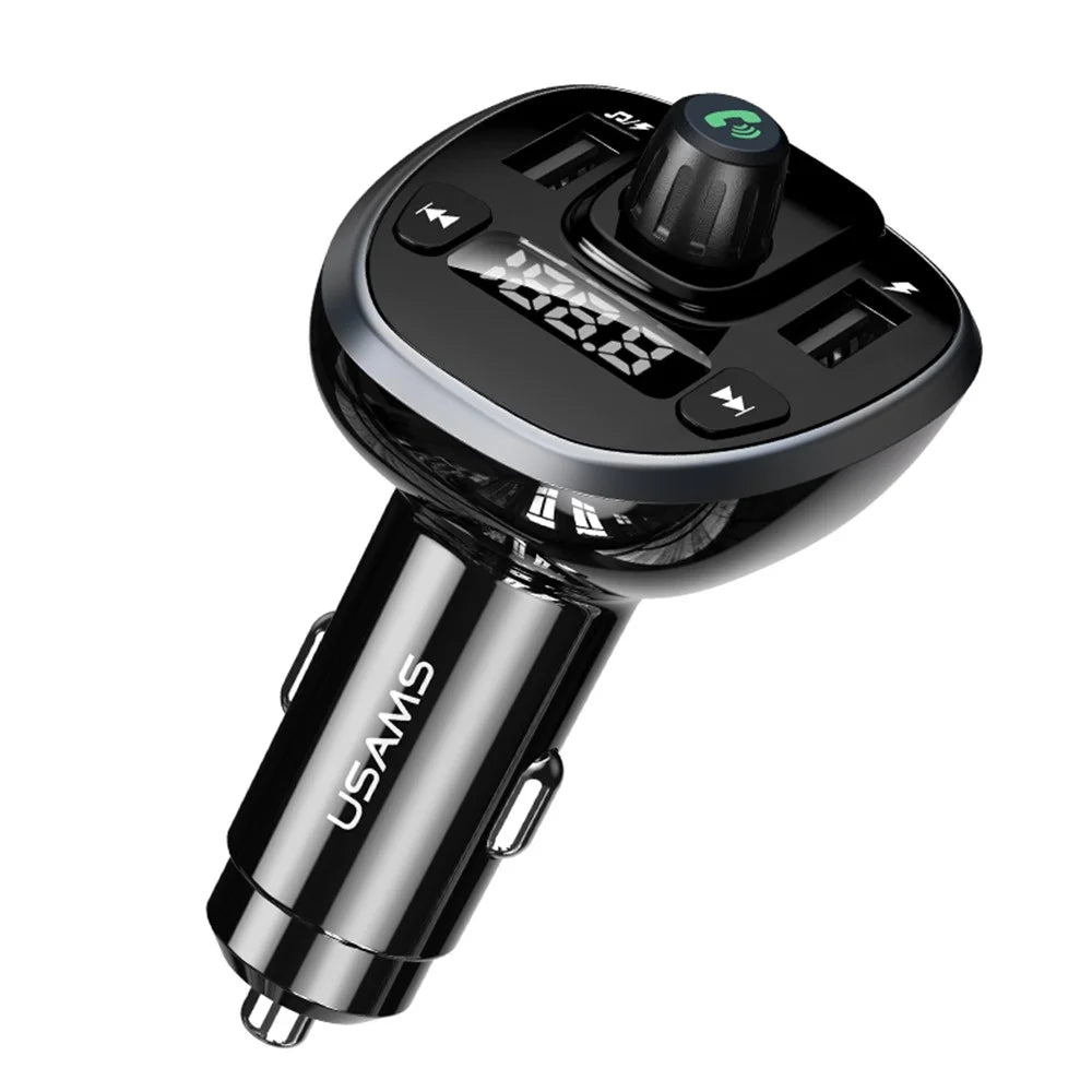 USAMS US-CC115 C21 Dual USB Port 3.4A FM Car Charger with Digital Display - 1