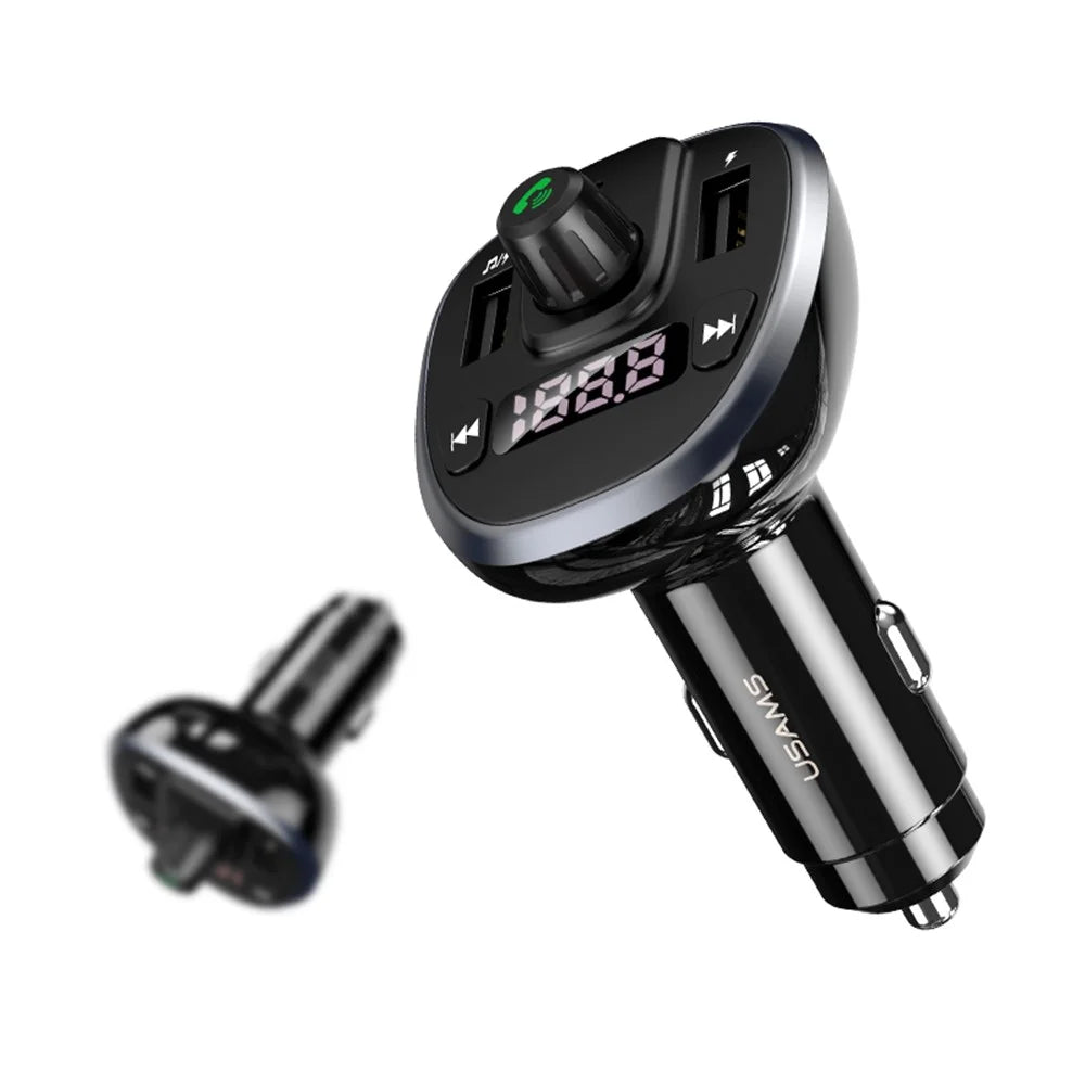 USAMS US-CC115 C21 Dual USB Port 3.4A FM Car Charger with Digital Display - 2
