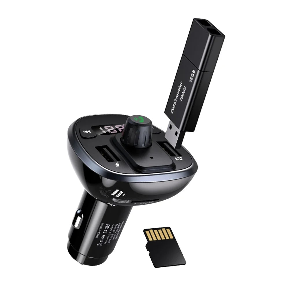 USAMS US-CC115 C21 Dual USB Port 3.4A FM Car Charger with Digital Display - 4