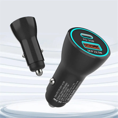 PD 36W+SCP 22.5W 2-Port Fast Charging Car Charger 58.5W Max Cigarette Lighter Adapter for iPhone 12 Pro Max Huawei P40 Pro P30 - 1