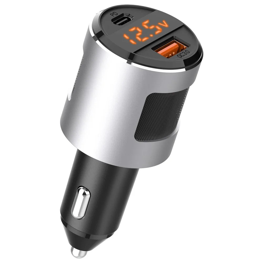 SC01 USB Car Charger 18W QC3.0 65W PD Type C Dual Ports Car Fast Charger Adapter - Silver - 1