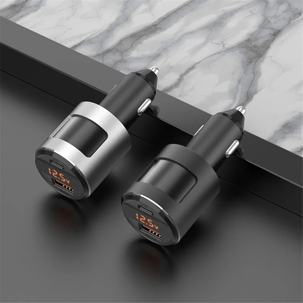 SC01 USB Car Charger 18W QC3.0 65W PD Type C Dual Ports Car Fast Charger Adapter - Silver - 7