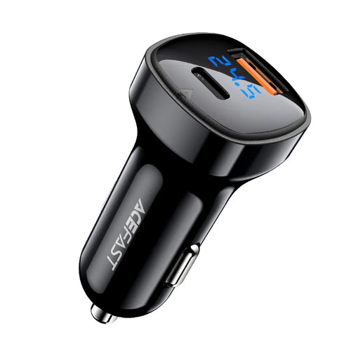 ACEFAST B4 Digital Display 66W USB-C+USB-A Dual Ports Phone Charging Car Charger - 1