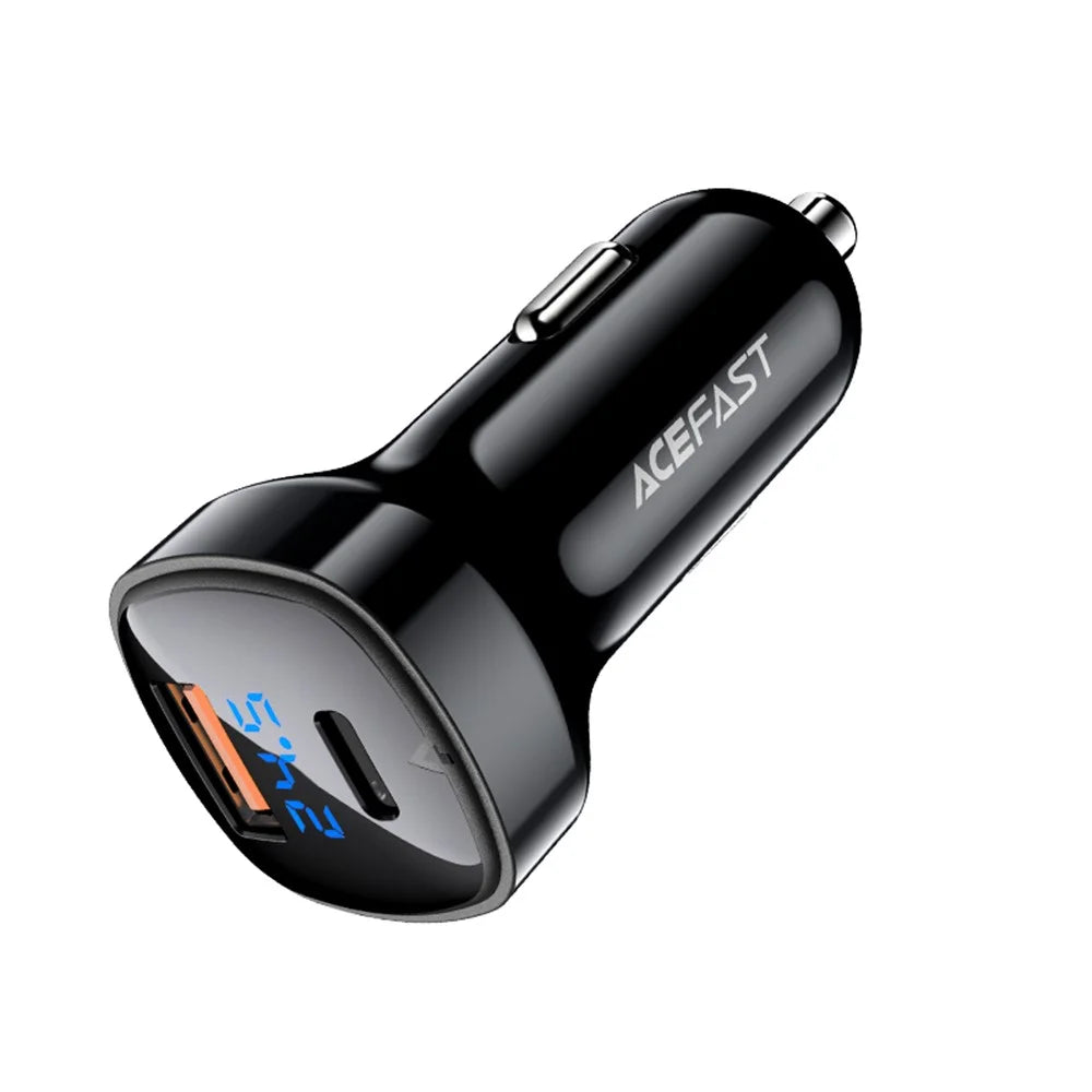 ACEFAST B4 Digital Display 66W USB-C+USB-A Dual Ports Phone Charging Car Charger - 2