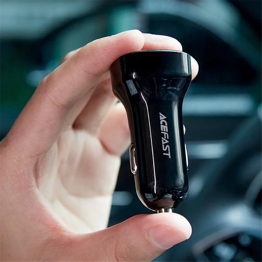 ACEFAST B4 Digital Display 66W USB-C+USB-A Dual Ports Phone Charging Car Charger - 5