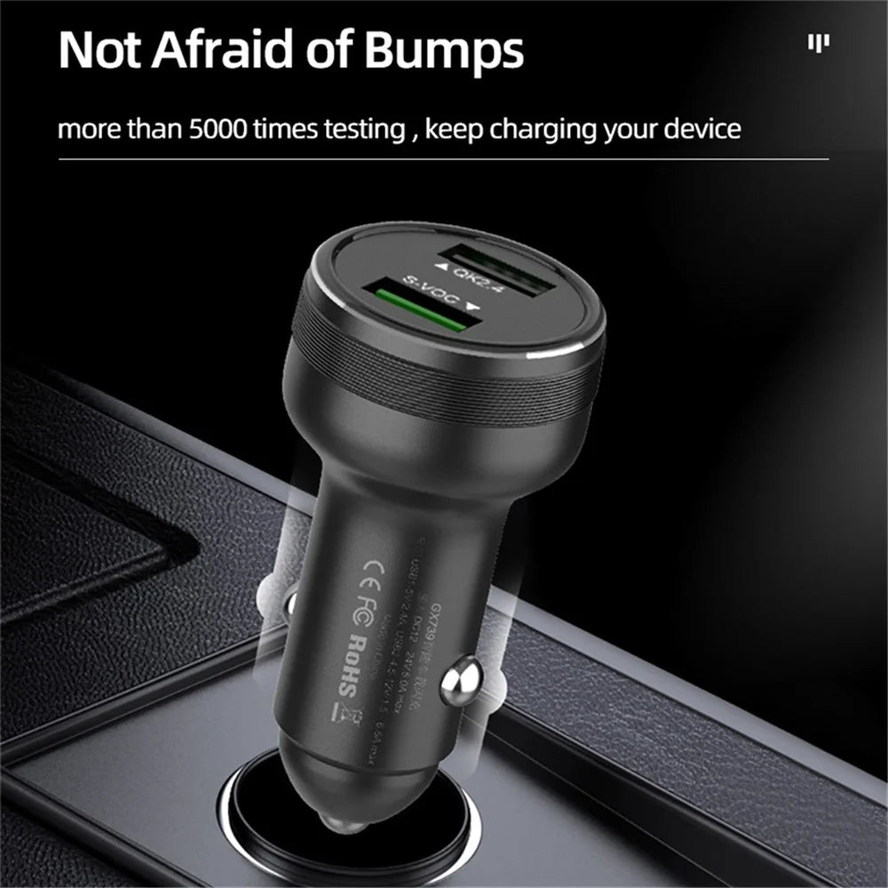65W Dual Ports Car Charger Phone Charging Adapter for OnePlus 9R/9 Pro/8T/8 Pro/7T Pro/7/6T Warp Charge Fast Charger - Black - 3