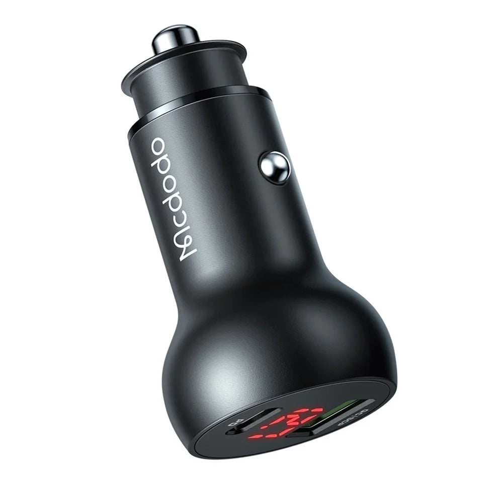 MCDODO CC-7030 MDD 45W USB + Type-C Dual Ports Car Charger with LED Display - Black - 3