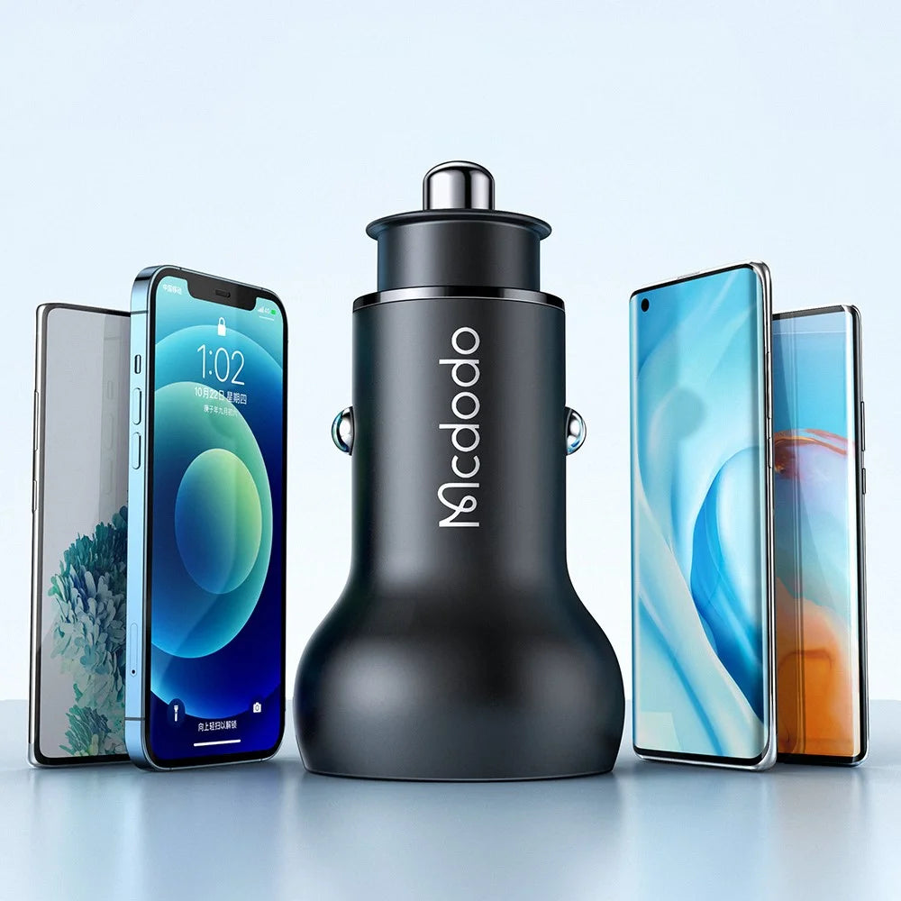 MCDODO CC-7030 MDD 45W USB + Type-C Dual Ports Car Charger with LED Display - Black - 6