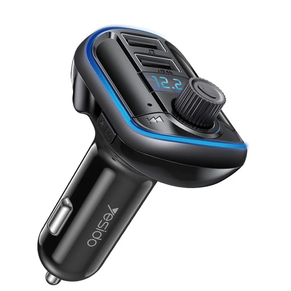 YESIDO Y44 Bluetooth-compatible FM Transmitter for Car 2 USB Ports Charger Battery Voltage Detection Audio Adapter - 1