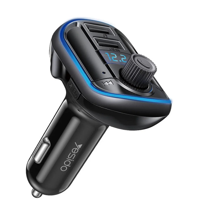 YESIDO Y44 Bluetooth-compatible FM Transmitter for Car 2 USB Ports Charger Battery Voltage Detection Audio Adapter - 1