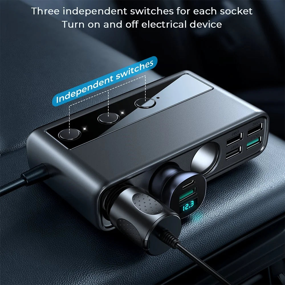 JOYROOM JR-CL06 3 Way Car Cigarette Lighter Socket Splitter PD+QC3.0 Multi-port Mobile Phone Charger - 5