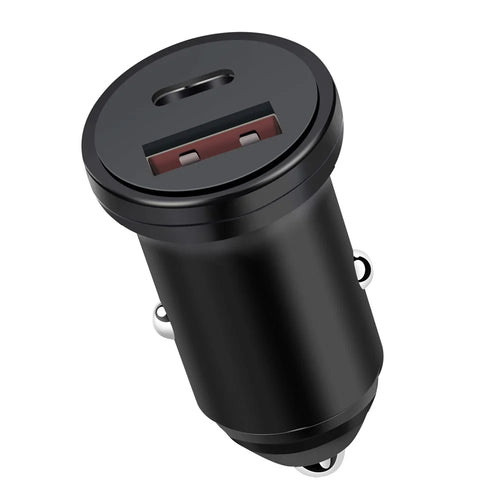 MiniPhone Type-C+USB Car Charger Adapter - 20W PD 3.0 Mini Phone Charger Fast Car Charger - Black - 1