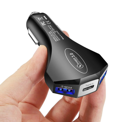 35W 7A Dual USB + 1 Type-C QC3.0 Fast Charging Mobile Phone Car Charger Power Adapter (CE, FCC Certificated) - Black - 1