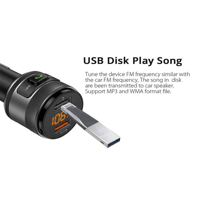 C57 Mini Dual USB QC3.0 Car Charger FM Transmitter Hands-free Call Bluetooth-compatible MP3 Music Player - 5