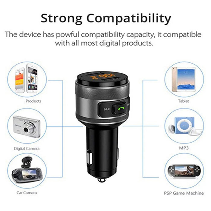 C57 Mini Dual USB QC3.0 Car Charger FM Transmitter Hands-free Call Bluetooth-compatible MP3 Music Player - 6