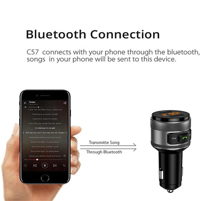 C57 Mini Dual USB QC3.0 Car Charger FM Transmitter Hands-free Call Bluetooth-compatible MP3 Music Player - 7