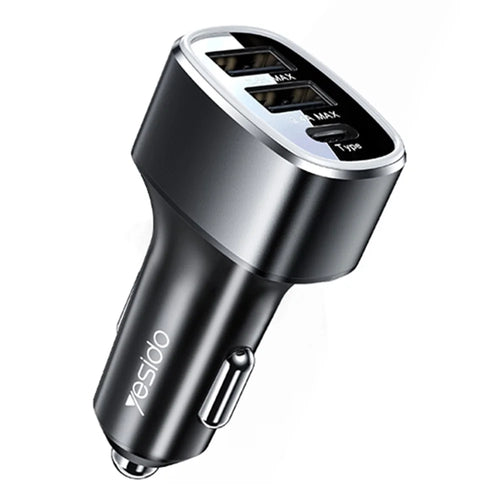YESIDO Y47 3 Ports 49W Fast Charging Car Charger Type-C Phone Power Adapter - 1