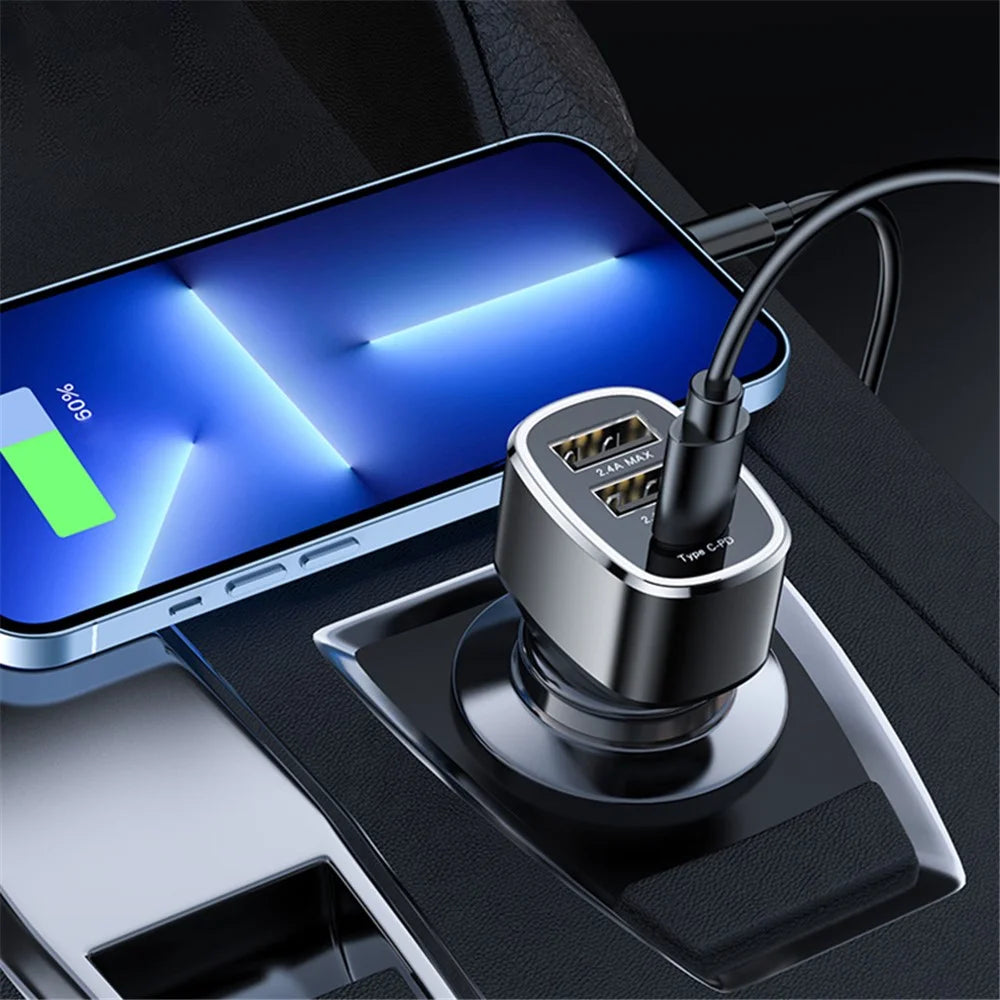 YESIDO Y47 3 Ports 49W Fast Charging Car Charger Type-C Phone Power Adapter - 3