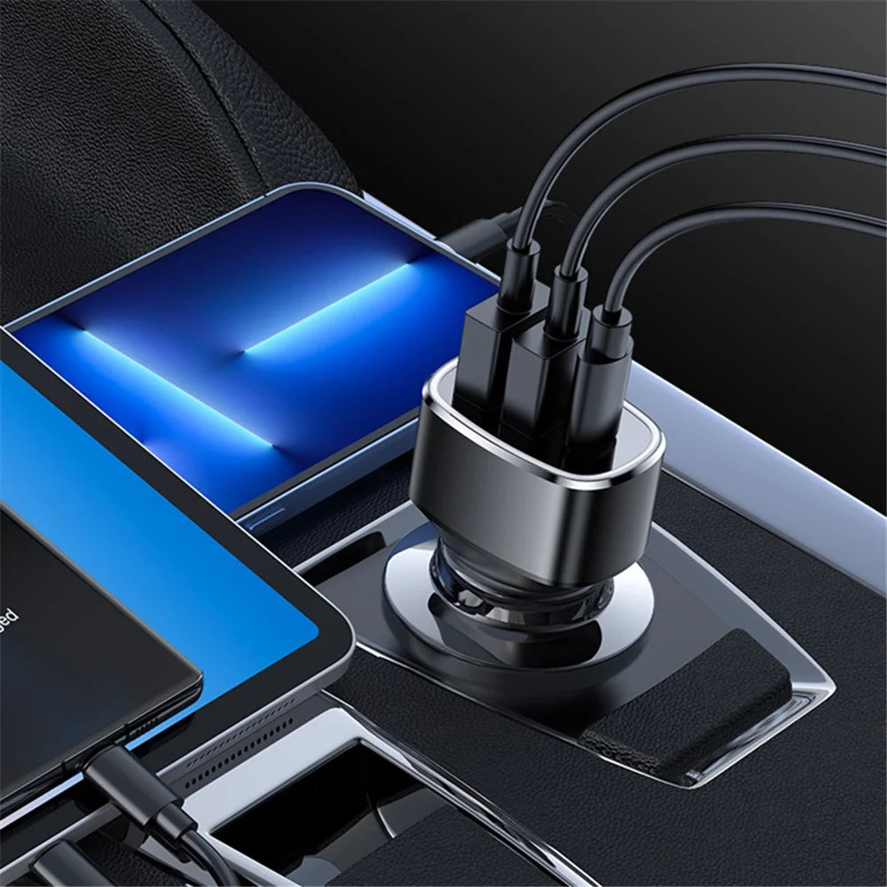 YESIDO Y47 3 Ports 49W Fast Charging Car Charger Type-C Phone Power Adapter - 6