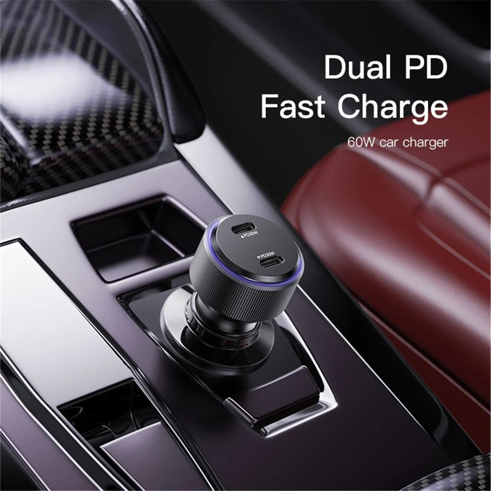 YESIDO Y48 60W High Power Fast Charging Car Charger Dual Output Phone Charger Adapter - 2