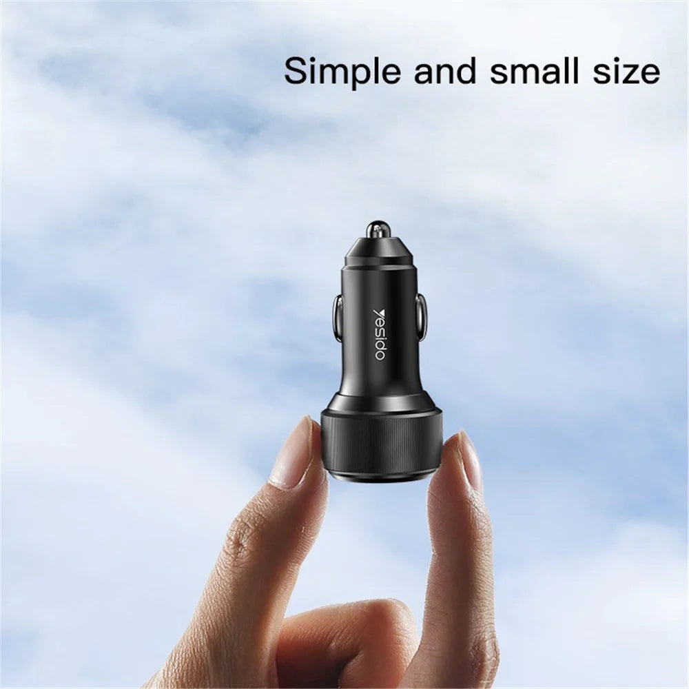 YESIDO Y48 60W High Power Fast Charging Car Charger Dual Output Phone Charger Adapter - 7