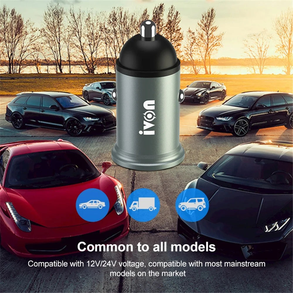 IVON CC37 Mini Car Charger Dual Ports 15W Fast Charging Station 3.1A Phone Charger with 1m Micro USB Cable - 6